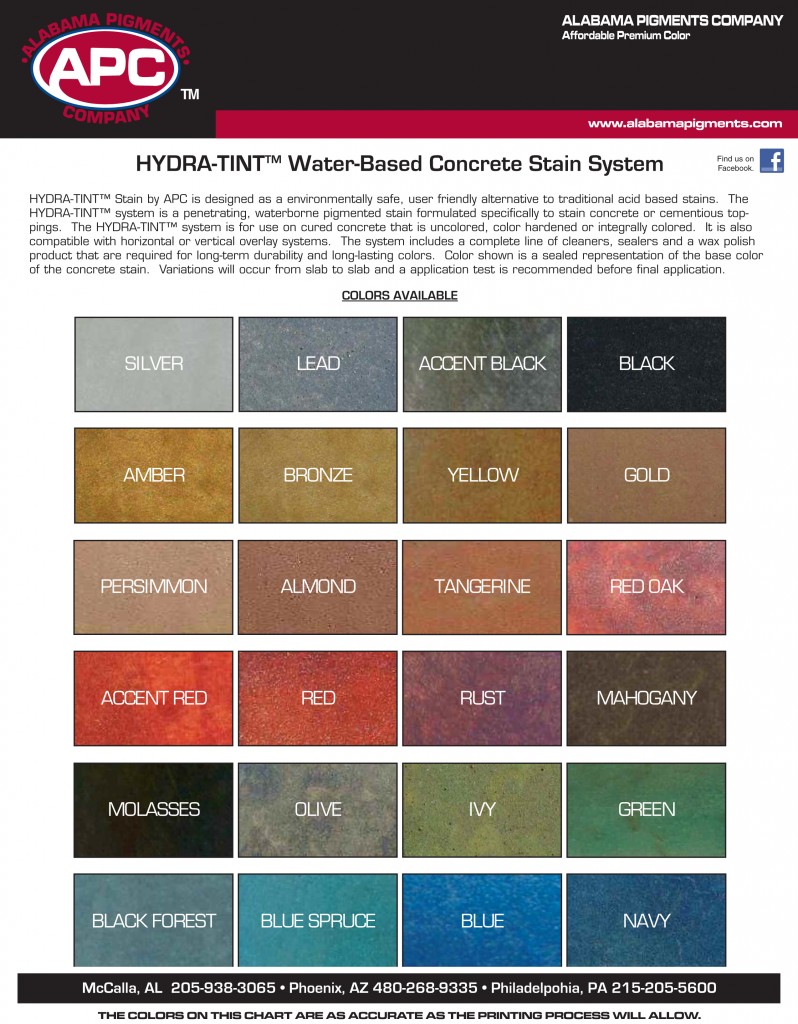 Color Charts for Integral and Standard Cement Colors